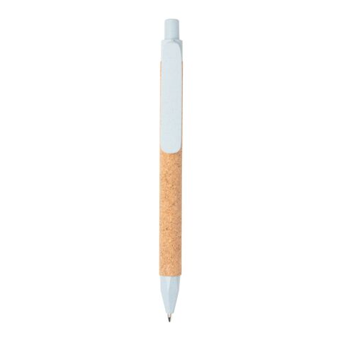 Stylo à bille écoresponsable-recyclé en fibre de paille et liège bleu | sans marquage | non disponible | non disponible