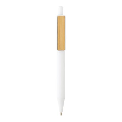Stylo en ABS recyclé GRS avec clip en bambou blanc | sans marquage | non disponible | non disponible