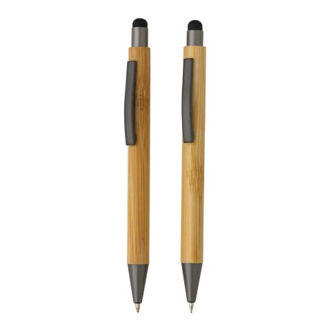 Set de stylos en bambou FSC® dans un coffret marron | sans marquage | non disponible | non disponible