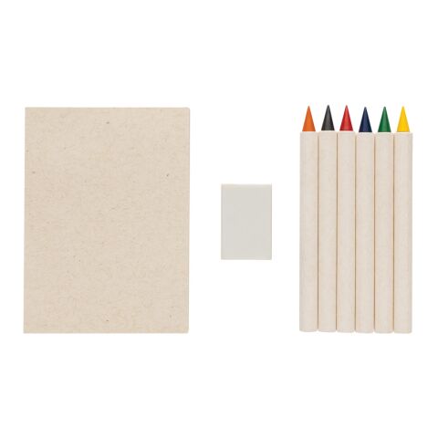 Set de 6 crayons de couleur avec carnet GRS Infinity Micki blanc | sans marquage
