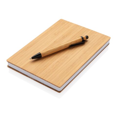 Set carnet de notes A5 et stylo en bambou marron | sans marquage | non disponible | non disponible