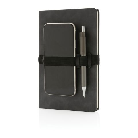 Carnet de notes A5 en PU avec porte téléphone et porte stylo gris | sans marquage | non disponible | non disponible