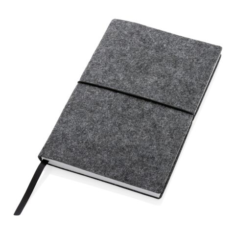 Cahier A5 à couverture souple en feutre recyclé certifié GRS noir | sans marquage | non disponible | non disponible