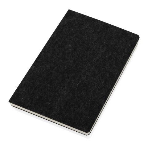 Cahier A5 en feutre recyclé certifié GRS Phrase noir | sans marquage | non disponible | non disponible