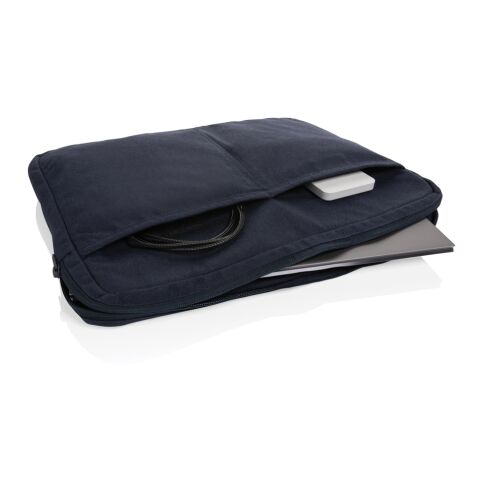 Pochette ordinateur 15,6&#039;&#039; en coton recyclé AWARE™ Laluka bleu marine | sans marquage | non disponible | non disponible | non disponible