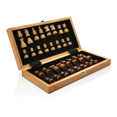 Jeu d&#039;échecs pliable en bois FSC® marron | sans marquage | non disponible | non disponible