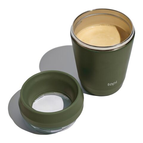 Mug 235 ml avec couvercle 360 en acier recyclé Topl vert | sans marquage | non disponible | non disponible