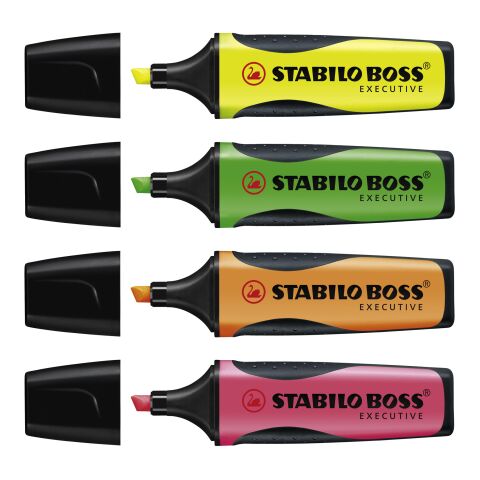 STABILO BOSS EXECUTIVE Set de bureau de 4 surligneurs blanc | sans marquage