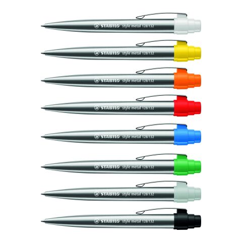 STABILO style metal stylo à bille argent/blanc | sans marquage