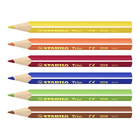 STABILO Trio short Set de 6 crayons de couleur sans marquage