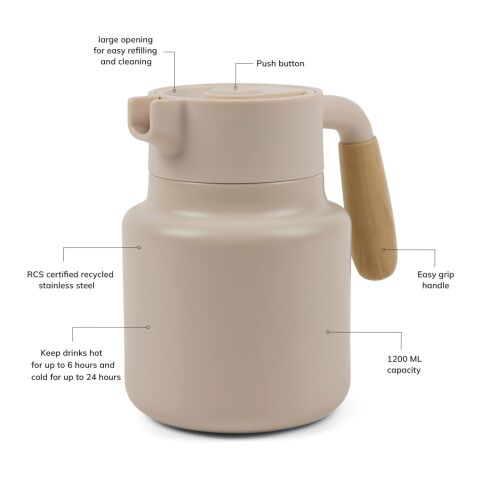 VINGA Pichet 1.2L en acier inoxydable recyclé RCS Arbe gris