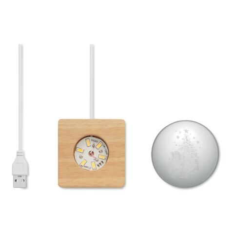 Boule de Noël verre avec LED bois | sans marquage | non disponible | non disponible