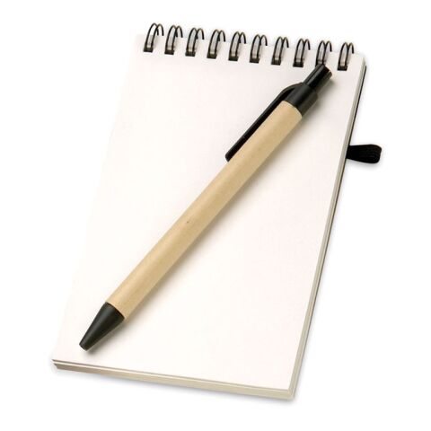 Bloc-notes recyclé et stylo noir | sans marquage | non disponible | non disponible | non disponible