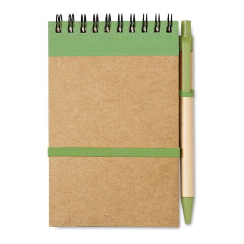 Bloc-notes recyclé et stylo lime | sans marquage | non disponible | non disponible | non disponible