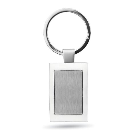 Porte-clés rectangulaire métal argent mate | sans marquage | non disponible | non disponible