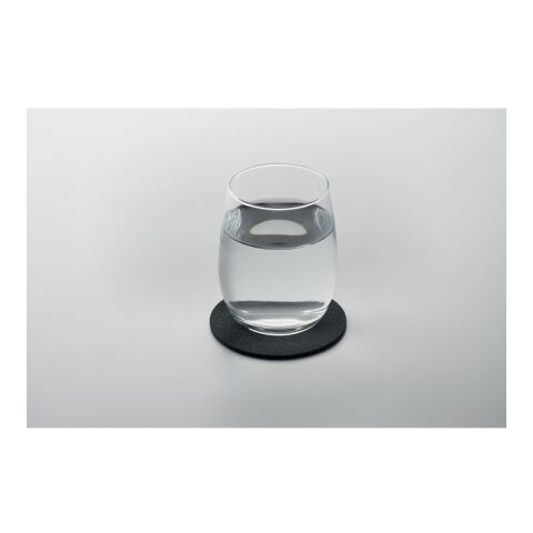 Sous-verre rond en feutre RPET noir | sans marquage | non disponible | non disponible | non disponible