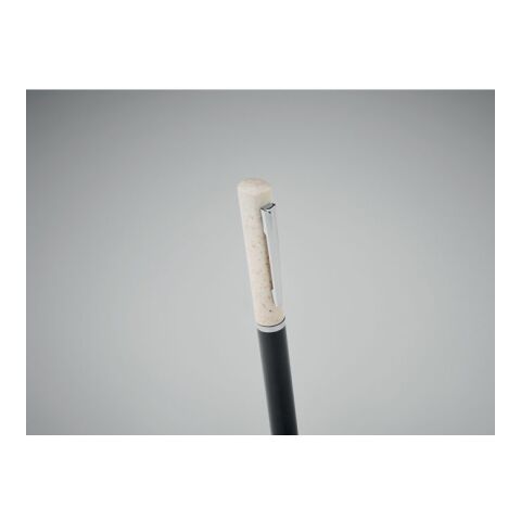 Stylo twist paille de blé/ABS blanc/noir