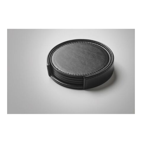 Lot de 4 sous-verres en PU noir | sans marquage | non disponible | non disponible | non disponible
