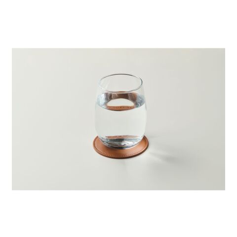 Sous-verre rond en PU marron | sans marquage | non disponible | non disponible | non disponible