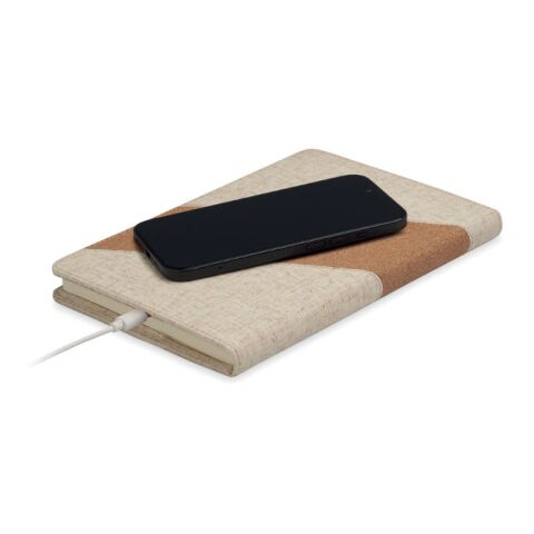 Carnet A5 avec chargeur 15W beige | sans marquage | non disponible | non disponible | non disponible