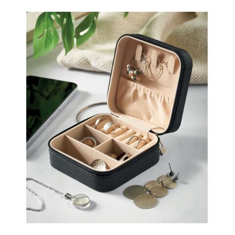 Boîte à bijoux de voyage en PU noir