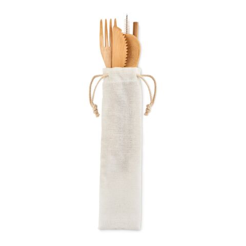 Couverts en bambou avec paille beige | sans marquage | non disponible | non disponible | non disponible