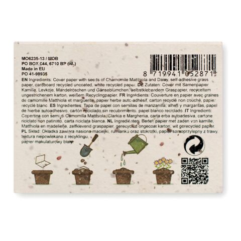 Bloc post-it avec couverture à planter blanc | sans marquage | non disponible | non disponible