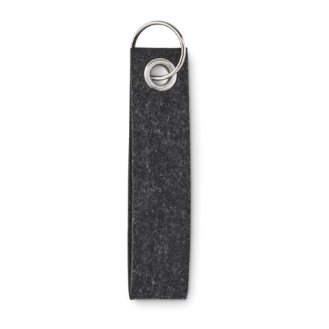 Porte-clés en feutre RPET gris foncé | sans marquage | non disponible | non disponible | non disponible