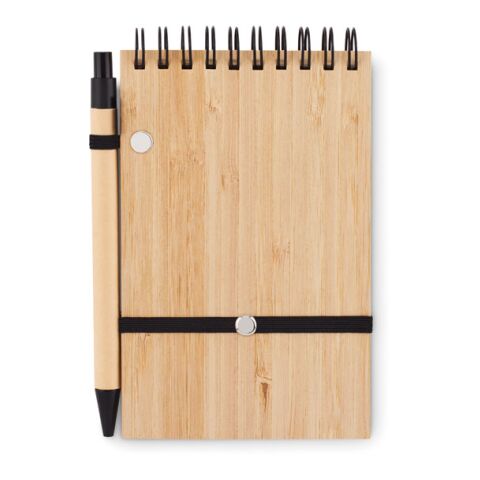 Set de bloc-notes A6 en bambou noir | sans marquage | non disponible | non disponible