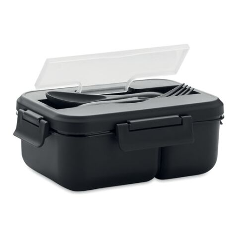 Lunch box et couverts en PP noir | sans marquage | non disponible | non disponible | non disponible