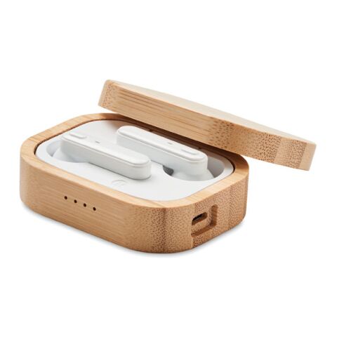TWS earbuds in bamboo case bois | sans marquage | non disponible | non disponible | non disponible