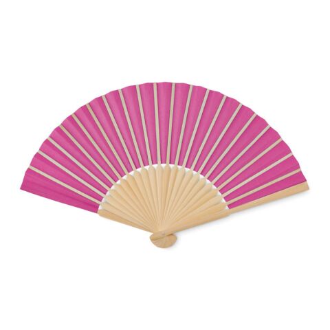 Éventail en bambou fuchsia
