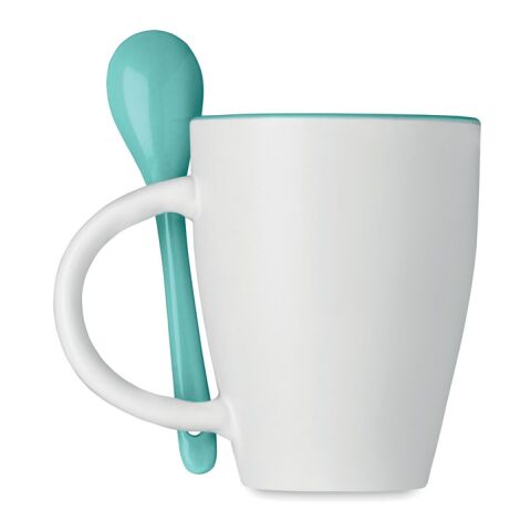 Mug avec petite cuillère bleu | sans marquage | non disponible | non disponible