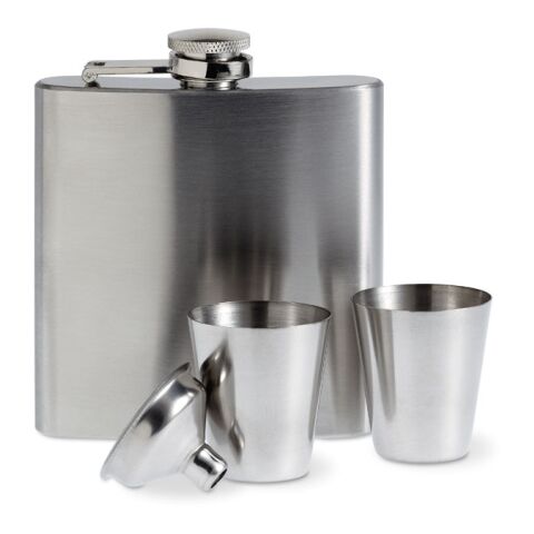 Flacon de poche avec gobelets argent mate | sans marquage | non disponible | non disponible | non disponible