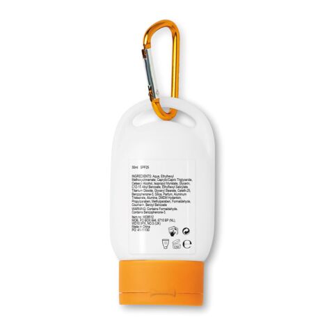 Crème solaire protection SPF30 30ml avec mousqueton orange | sans marquage | non disponible | non disponible | non disponible