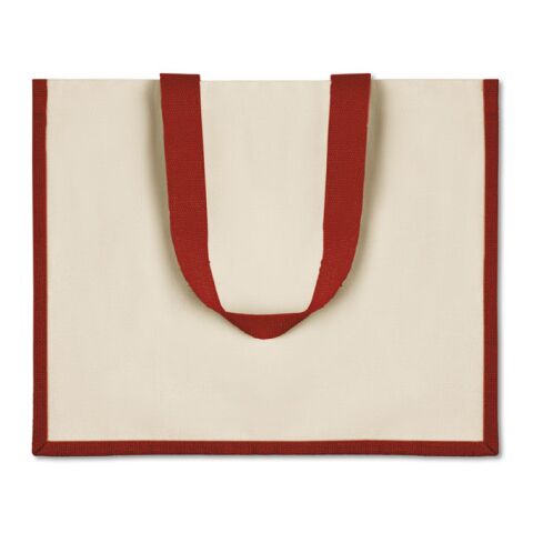 Sac shopping en jute et toile rouge | sans marquage | non disponible | non disponible | non disponible
