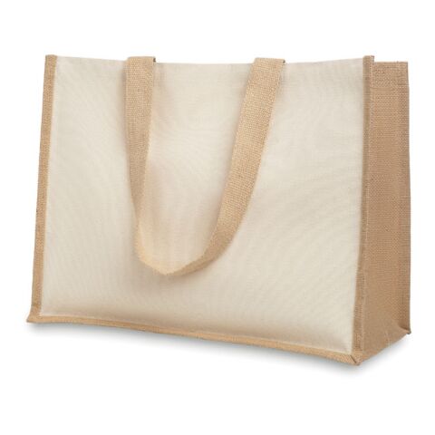 Sac shopping en jute et toile beige