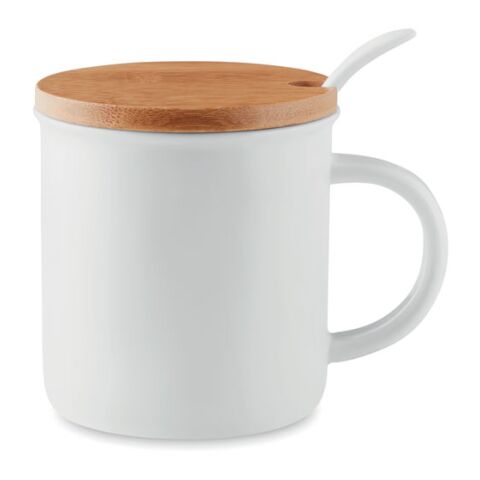 Mug porcelaine avec cuillère blanc | sans marquage | non disponible | non disponible