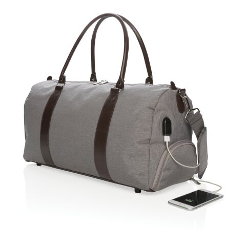 Sac weekend avec port USB gris | sans marquage | non disponible | non disponible | non disponible
