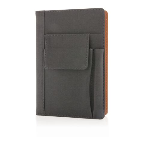 Carnet de notes avec pochette pour téléphone noir | sans marquage | non disponible | non disponible