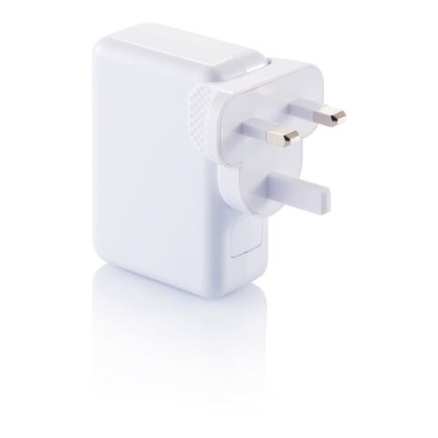 Adaptateur de voyage avec 4 ports USB blanc | sans marquage | non disponible | non disponible