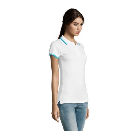 PASADENA WOMEN POLO 200 Blanc/Aqua | L | sans marquage | non disponible | non disponible | non disponible