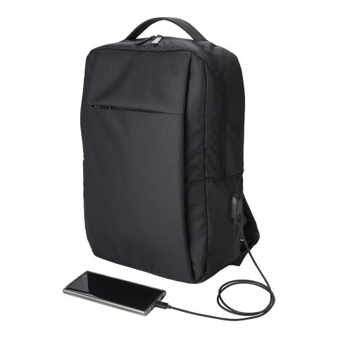 Sac à dos porte-ordinateur en polyester Rpet 300D Jesse noir | sans marquage | non disponible | non disponible