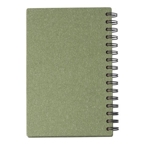 Carnet à spirale en matériau recyclé Caleb vert | sans marquage | non disponible | non disponible