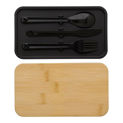 Lunch box double compartiment en PP Maxton noir | sans marquage | non disponible | non disponible