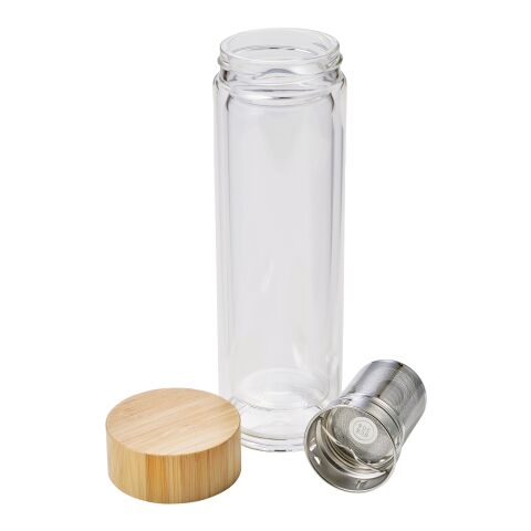 Bouteille thermos en verre et bambou (420 ml) double paroi marron | sans marquage | non disponible | non disponible