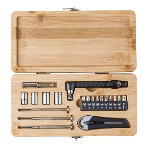 Boîte à outils de 27 pièces en bambou Elmar marron | sans marquage | non disponible | non disponible