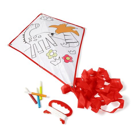 Cerf-volant en polyester à colorier livré avec 4 feutres. rouge | sans marquage | non disponible | non disponible