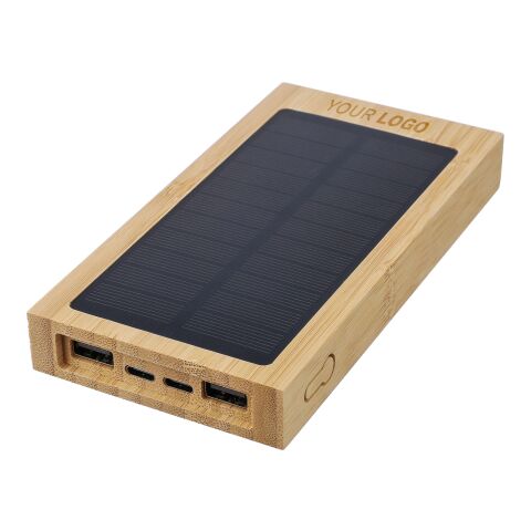 Power Bank solar de bambú Elz marron | sans marquage | non disponible | non disponible