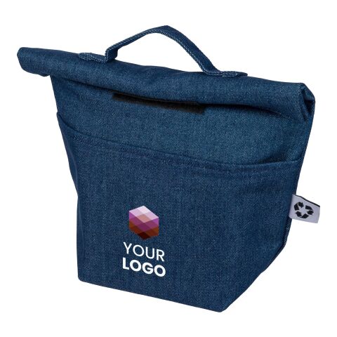 Sac isotherme roll-top en denim recyclé Mira bleu | sans marquage